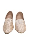 Shop_Aryavir Malhotra_Beige Floral Embroidered Fleur Loafers_at_Aza_Fashions