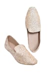 Aryavir Malhotra_Beige Floral Embroidered Fleur Loafers_at_Aza_Fashions