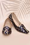 Buy_Aryavir Malhotra_Blue Floral Woven Jacquard Juttis _at_Aza_Fashions