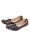 Buy_Aryavir Malhotra_Blue Floral Woven Jacquard Juttis _Online_at_Aza_Fashions