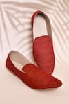 Buy_Aryavir Malhotra_Red Fleur Woven Pattern Loafers _at_Aza_Fashions