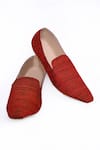 Aryavir Malhotra_Red Fleur Woven Pattern Loafers _at_Aza_Fashions