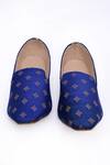 Shop_Aryavir Malhotra_Blue Floral Woven Cotton Pattern Loafers _at_Aza_Fashions