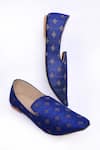 Aryavir Malhotra_Blue Floral Woven Cotton Pattern Loafers _at_Aza_Fashions