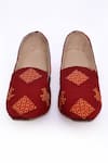 Shop_Aryavir Malhotra_Red Floral Embroidered Pattern Loafers _at_Aza_Fashions