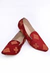 Shop_Aryavir Malhotra_Red Floral Embroidered Pattern Loafers _Online_at_Aza_Fashions