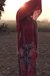 Buy_Aditi Gupta_Pink Georgette Satin Printed Abstract Zardosi Embroidered Top And Flared Pant Set _Online_at_Aza_Fashions