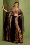 Buy_Neha Khullar_Black Viscose Raw Silk Zari Embroidered Asymmetric Printed Sharara Set _at_Aza_Fashions