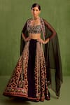 Shop_Neha Khullar_Black Viscose Raw Silk Zari Embroidered Asymmetric Printed Sharara Set_Online_at_Aza_Fashions