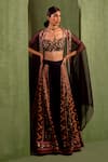 Neha Khullar_Black Viscose Raw Silk Zari Embroidered Asymmetric Printed Sharara Set_at_Aza_Fashions