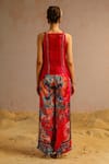 Shop_Aditi Gupta_Pink Georgette Satin Printed Abstract Zardosi Embroidered Top And Flared Pant Set _at_Aza_Fashions
