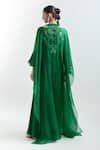 Shop_Anamika Khanna_Green Embroidered Round Cape Top And Pant Set _at_Aza_Fashions