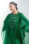 Shop_Anamika Khanna_Green Embroidered Round Cape Top And Pant Set _Online_at_Aza_Fashions