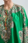 Buy_Anamika Khanna_Green Embroidered Paisley Round Cape Tunic And Draped Skirt Set 