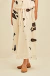 Shop_Kharakapas_Off White Cotton V-neck Dalmation Printed Waistcoat And Skirt Set _Online_at_Aza_Fashions