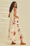 Shop_Kharakapas_Off White Cotton Mul Printed Floral V Neck Teen Spirit Jumpsuit _at_Aza_Fashions