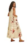 Buy_Kharakapas_Off White Cotton Mul Printed Floral V Neck Teen Spirit Jumpsuit 