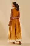 Shop_Kharakapas_Yellow Cotton Mul Plain V Neck Sky Ombre Jumpsuit _at_Aza_Fashions