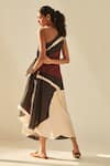 Shop_Kharakapas_Black Cotton Asymmetric Aba One Shoulder Printed Dress _at_Aza_Fashions