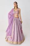 Shop_Shyam Narayan Prasad_Purple Brocade Woven Mughal Floral U Neck Lehenga Set _Online_at_Aza_Fashions