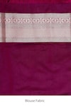 Zal From Benaras_Maroon Kanjivaram Border Banarasi Handloom Saree With Unstitched Blouse Piece _at_Aza_Fashions