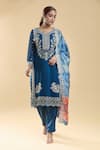 Shop_Samyukta Singhania_Blue Georgette Embroidered Zari Round Paisley Floral Kurta Pant Set _Online_at_Aza_Fashions