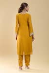 Shop_Samyukta Singhania_Yellow Georgette Embroidered Zari Round Floral Paisley Kurta Pant Set _at_Aza_Fashions