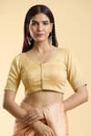 Samyukta Singhania_Gold Dupion Silk Embroidered Floral Round Pattern Blouse _Online_at_Aza_Fashions