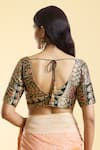 Shop_Samyukta Singhania_Black Brocade Woven Paisley Garden V Neck Blouse _at_Aza_Fashions