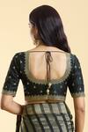 Shop_Samyukta Singhania_Black Mulberry Silk Embroidery Ditsy Bloom Round Neck Blouse _at_Aza_Fashions