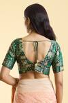 Shop_Nazaakat by Samara Singh_Green Brocade Woven Phool Art Plunging V Neck Saree Blouse_at_Aza_Fashions