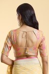 Shop_Nazaakat by Samara Singh_Gold Brocade Woven Mor Bagh Leaf Neck Saree Blouse_at_Aza_Fashions