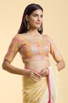 Buy_Nazaakat by Samara Singh_Gold Brocade Woven Mor Bagh Leaf Neck Saree Blouse_Online_at_Aza_Fashions