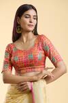 Buy_Nazaakat by Samara Singh_Red Brocade Woven Mor Bagh Leaf Neck Saree Blouse_Online_at_Aza_Fashions