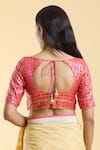 Shop_Nazaakat by Samara Singh_Pink Brocade Woven Shamiyana Leaf Neck Saree Blouse_at_Aza_Fashions