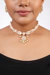 Buy_Sica Jewellery_Yellow Moissanite Polki Embellished Necklace Set _at_Aza_Fashions