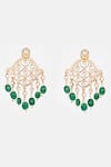 Sica Jewellery_Green Moissanite Polki Necklace Set _Online_at_Aza_Fashions