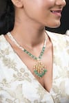 Sica Jewellery_Green Moissanite Polki Necklace Set _at_Aza_Fashions