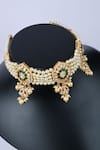 Buy_Sica Jewellery_Green Moissanite Polki Embellished Choker Necklace _Online_at_Aza_Fashions