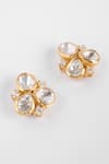 Sica Jewellery_Yellow Moissanite Polki Embellished Stud Earrings _Online_at_Aza_Fashions