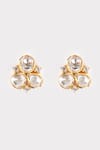 Shop_Sica Jewellery_Yellow Moissanite Polki Embellished Stud Earrings _at_Aza_Fashions