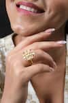 Buy_Sica Jewellery_Pink Moissanite Polki Studded Ring _Online_at_Aza_Fashions