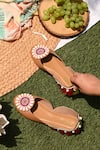 Sole House_Beige Embroidered Shell Boho Juttis_Online_at_Aza_Fashions