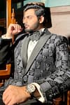 Buy_The House Of Diwans_Black Tuxedo And Trouser Japanese Suiting Fabric Floral Embroidered Set _Online_at_Aza_Fashions