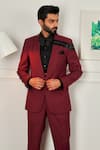 Buy_The House Of Diwans_Wine Tuxedo And Trouser Poly Viscose Embellished Bead Set _at_Aza_Fashions