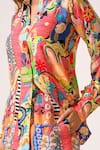 Buy_JUHI BENGANI_Multi Color Silk Satin Printed Abstract Collared Frenzy Shirt And Pant Set 