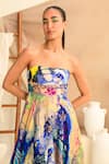 Buy_JUHI BENGANI_Multi Color Organza Satin Printed Galaxy Straight Indigoink Corset Tube Dress 