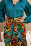 Buy_JUHI BENGANI_Multi Color Silk Satin Printed Floral Draped Skirt 