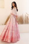 Studio Iris India_Pink Organza Embellished Sequin Petunia Foil Embroidered Lehenga With Blouse_at_Aza_Fashions