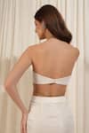 Shop_Rirasa_Ivory Lurex, Georgette Gota Patti Textured Crop Top With Ghunghroo Bralette _at_Aza_Fashions